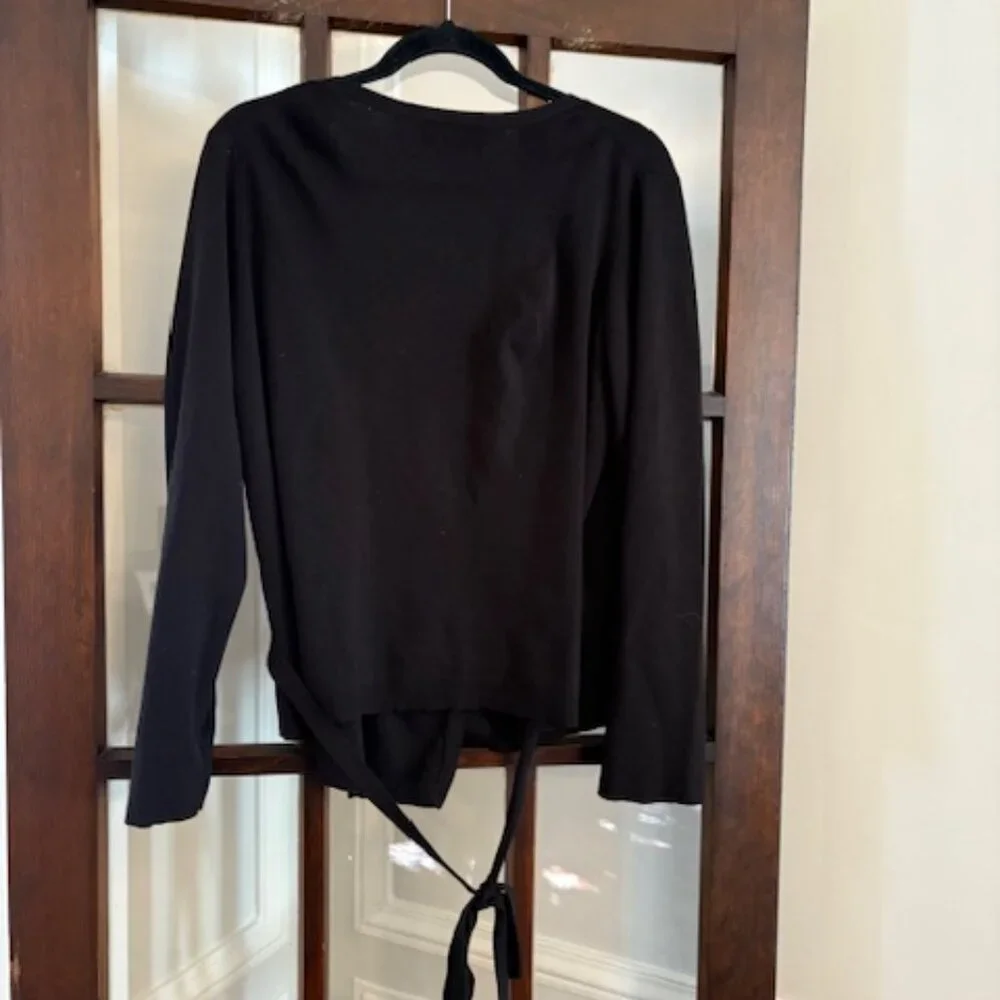 LOFT Black Wrap Sweater, Size XL - Picture 5 of 5